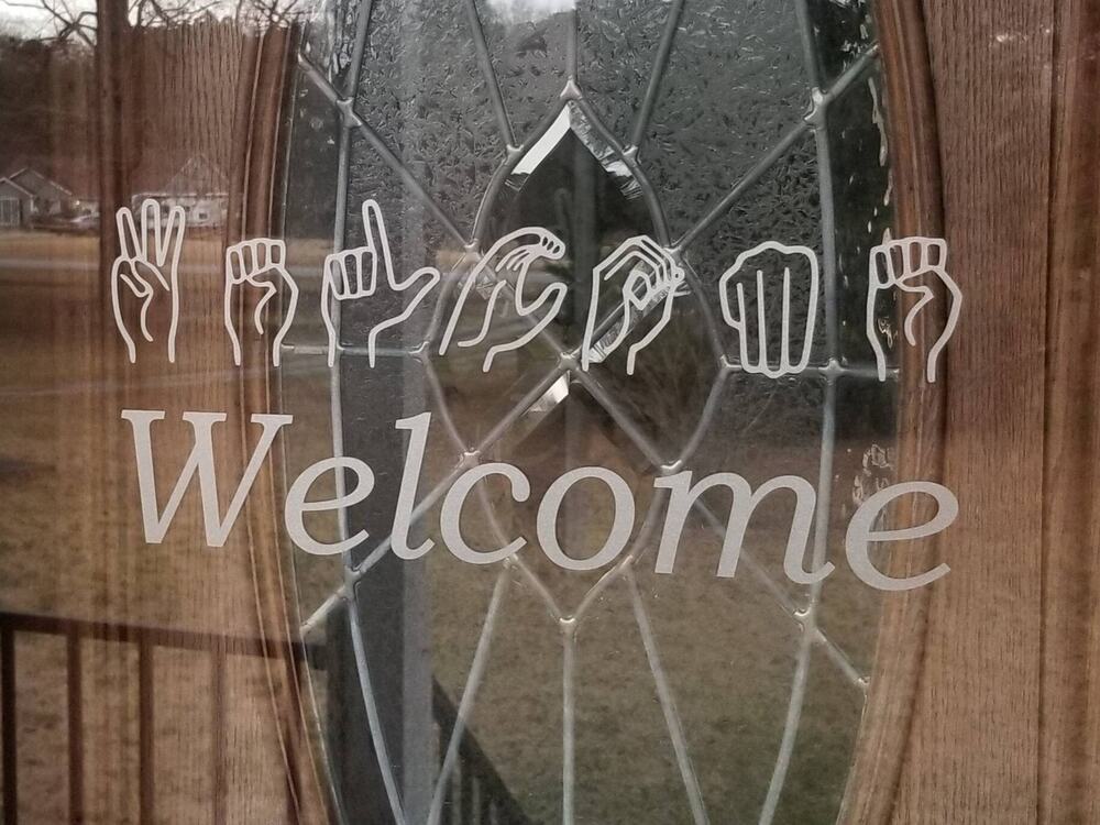 ASL Welcome door sign decal frosted glass vinyl 11×17 sign language